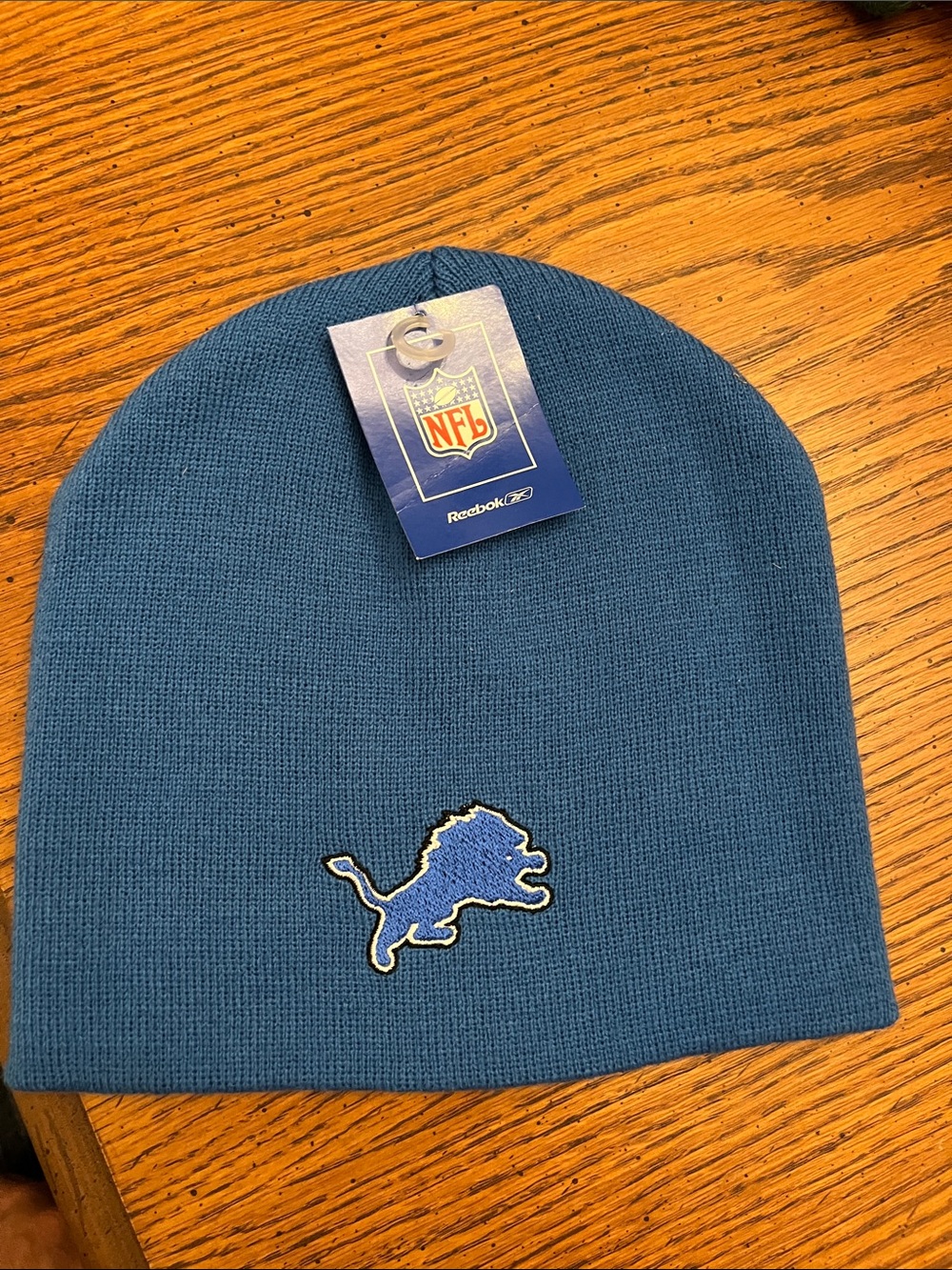 Vintage Reebok Detroit Lions Knit Beanie in Royal Blue